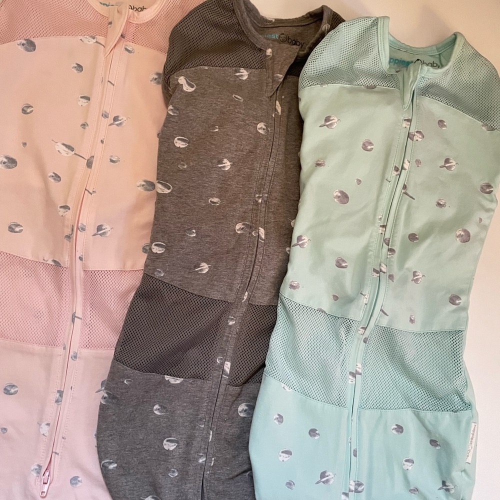 Happiest baby sleepea swaddle set of 3 in pink, blue and gray